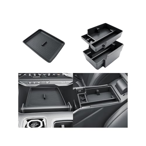 SKTU 3Pack for 2026 Jeep Cherokee Center Console Organizer for 2026+ Jeep Cherokee (Base/Laredo/Limited/Overland) Double Layers Console Tray & Wireless Charging Mat Jeep Cherokee 2026 Accessories - color: 3Pack for 2026+ Cherokee