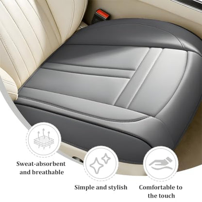 Car Front Seat Covers, Leather Anti-Slip Vehicle Front Seat Protection Full Wrap, Waterproof Driver Automotive Bottom Cushion Pad Mat Accessories, Universal for SUV, Sedan, Truck (Gray) - color: Gray