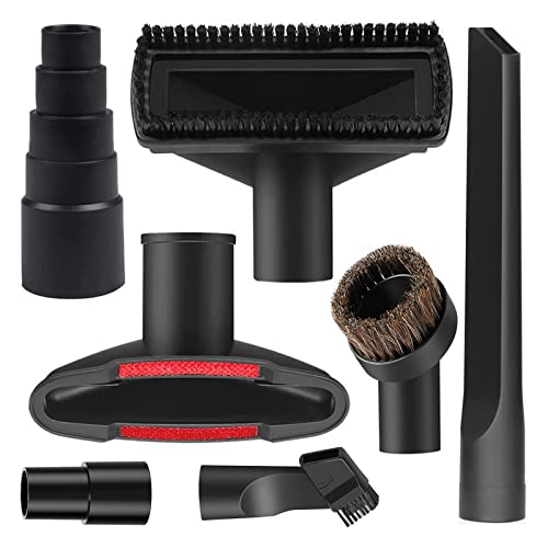 Universal Vacuum Attachment Kit Wet Dry Plastic Vacuum Hose Adapter 1-1/4" Vacuum Cleaners Accessories with Horse Hair Brush Extension Wand Flexible Crevice Tool Adapter for Shop Vac (7PCS) - color: 7PCS