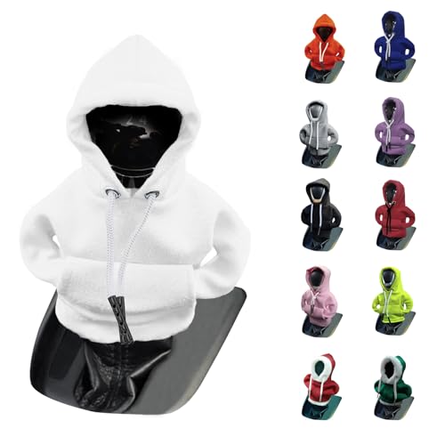 vvag Gear Shift Hoodie, Hoodie Car Gear Shift Cover, Car Shift Knob Hoodie, Automotive Interior Accessories, Universal Fit Knob Cover Gift (White) - color: White