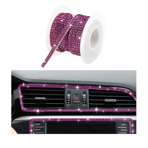 Ohleats Bling Car Trim Self Adhesive, 16.4 Ft Auto Interior Exterior Crystal Rhinestone Decoration Strip Decal, Glitter Trim Strips Line Molding for Dashboard, Car Accessories (Purple) - color: Purple
