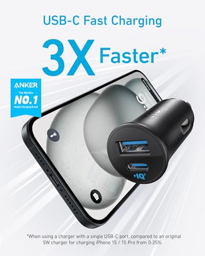 Anker USB-C Car Charger, 2-Pack 30W 2-Port Type-C Car Adapter, Cigarette Lighter Adapter with Power IQ 3.0,for iPhone 17/16/15/14/13 Series,Samsung Galaxy S25/S24/S23/S22/S21 Series,iPad Pro,AirPods