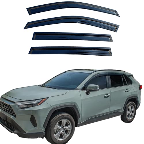 Tape On Window Visors Rain Guards Deflectors Compatible with Toyota Rav4 2019-2025, Side Vent Window Deflector Rain Guard Shade for Rav-4 19-25,Rav4 Window Covers,Truck Accessories-4pcs - size: For Toyota Rav4 2019-2025
