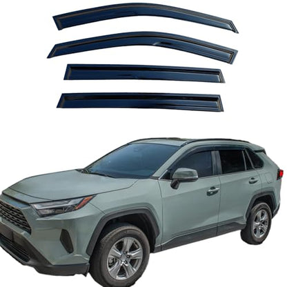 Tape On Window Visors Rain Guards Deflectors Compatible with Toyota Rav4 2019-2025, Side Vent Window Deflector Rain Guard Shade for Rav-4 19-25,Rav4 Window Covers,Truck Accessories-4pcs - size: For Toyota Rav4 2019-2025