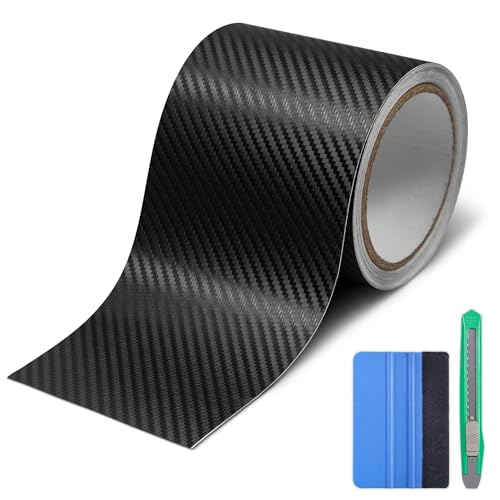 Lypumso Carbon Fiber Vinyl Tape with Tools Kits, Chrome Delete Vinyl Wrap for Blackout Car Door Edge Guard Door Sill Window Trim Protector (3D Black, 4in x 30ft) - color: Black, size: 4in x 30ft