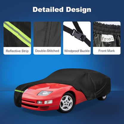 QUNSUNUS Car Cover for Nissan 260Z/280Z/280ZX/300ZX 1974-1996, Waterproof 300ZX Car Covers with Cotton Lining, All Weather Cover with Straps and Zipper - color: for 260Z/280Z/280ZX/300ZX