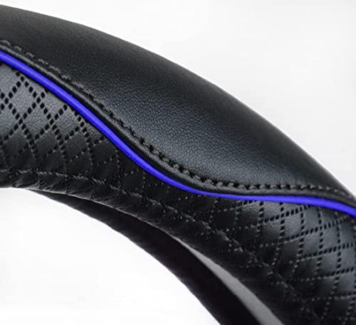 Rueesh Microfiber Leather Steering Wheel Cover Anti-Slip Matte Finish Auto Car Wheel Cover Universal 15 Inch Wheel Cover for Car Embossing Pattern Blue Line - color: Blue Line