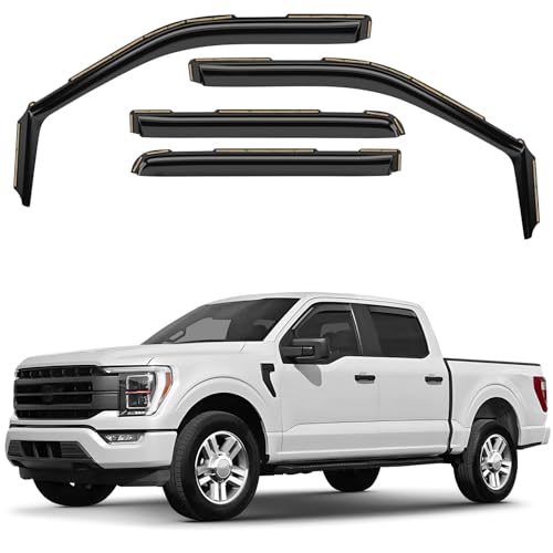 Window Deflectors Smoke Tinted in-Channel Side Window Vent Visor Deflectors Rain Guards Compatible with Ford F150 2021-2026 SuperCrew - 4pcs. GW0184 - color: For F150 21-26