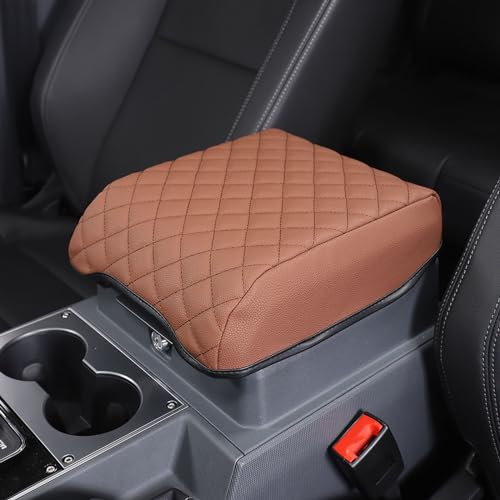 Armrest Box Cover Center Console Pad Compatible with Ineos Grenadier 2020-2024, Comfortable, Breathable, Waterproof Leather Center Console Armrest Cushion (Brown) - color: Brown
