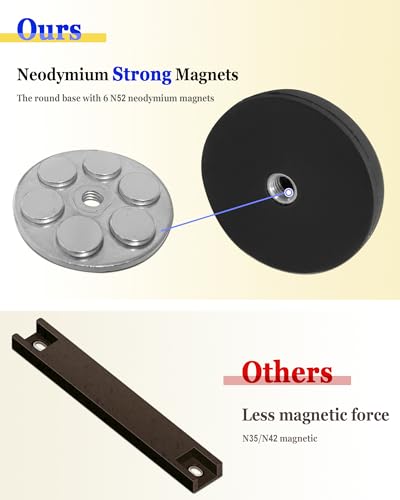BGGTMO Magnetic License Plate Holder, 4 Pack Strong Neodymium Magnet Mount with Rubber Coating, with Black Aluminum Frame Screws for Metal Car Bumper, for Dealer No Drill Temporary Plate