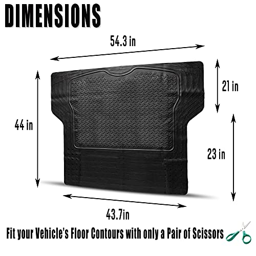Zento Deals Heavy Duty Cargo Floor Mat – Odorless All Weather Trunk Protection - Trimmable Trunk Liner to Fit Most Vehicles Car Truck Van SUV - Premium Quality Black Rubber Trunk Mat – 44’’ x 54.3’’