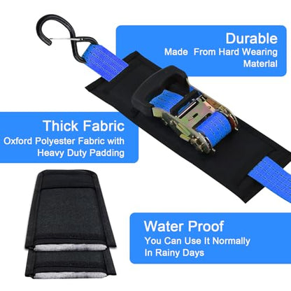 2 PCS Universal Tie Down Strap Protector Sleeve,Protective Sleeves for Ratchet Straps,Preventing Damage to Boat, Trailers, Kayaks, Yacht,Trucks, Waverunner, 4 x 12 Inches(Black)