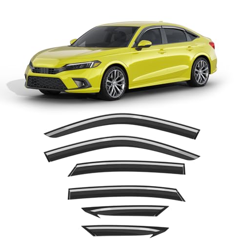 6-pcs Low-Profile Window Rain Guard for Honda Civic Sedan 4dr 2022-2026 Side Window Visors Extra-Thick Vent Visor Full Size Window Deflectors Vent Shades Car Accessories - size: Fit for 2022-2026 Honda Civic Sedan