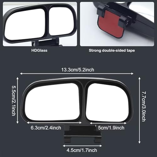 Blind Spot Mirror Adjustable 360 Degree Car Side Mirror, HD Glass Rear View Exterior Accessories Frame Thickness Less than 5MM for Car SUV (dual mirror left) - style: dual mirror left