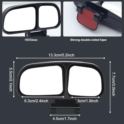 Blind Spot Mirror Adjustable 360 Degree Car Side Mirror, HD Glass Rear View Exterior Accessories Frame Thickness Less than 5MM for Car SUV (dual mirror left) - style: dual mirror left
