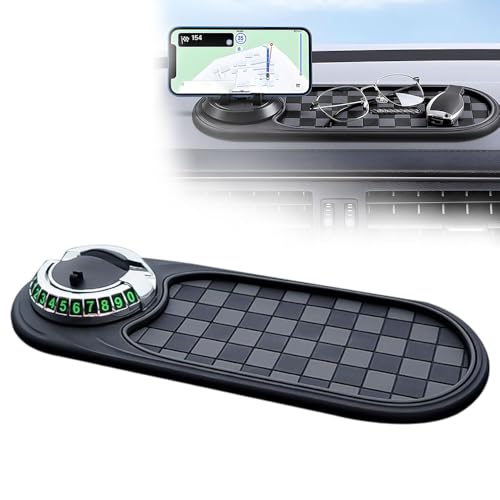 Multifunction Car Anti-Slip Mat, 2026 New Anti Slip Mat for Car Dashboard with Temporary Parking Numbe, Universal Car Phone Holder Pad for Phones Sunglasses Keys Gadgets (Gray Silver) - color: Gray Silver