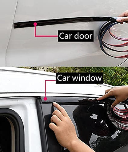18Ft Automotive Trim Molding 1"(25mm) Glossy Black Car Side Moldings UV Protected Scratch-Proof for All Vehicles Body Door Window Bumper, Self Adhesive - size: 18feet