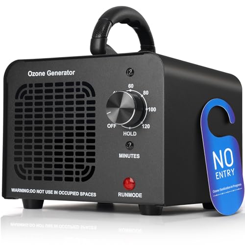Ozone Generator 65,000mg/h,Commercial/Home Ozone Odor Eliminator, Portable High-capacity O3 Ion Deodorizer, Suitable for 4500 Square Feet of Cars, Pets, Kitchens, Smoke-filled Spaces(Black)