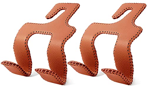 AMVOYOA Car Purse Hook, 2 in 1 Car Seat Headrest Hooks Durable Hanger Storage Holder Leather Organizer for Hanging Grocery Bags, 2 Pack, Brown - color: Brown, size: 2 Pack