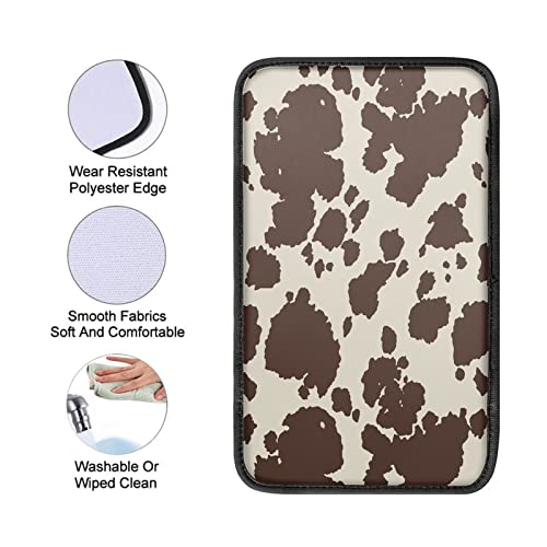 Dreaweet Brown Cow Print Auto Center Console Pad, Breathable Car Armrest Seat Box Cover Protector Universal Fit Cushion for Most Cars - color: Brown Cow Print