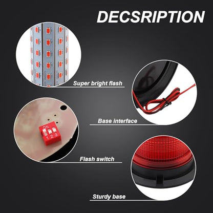 Red Led Strobe Lights, 12-48V Warning Emergency Flashing Beacon Lights, 3 Modes Waterproof Flashing Safety Warning Lights for Trucks, Cars, Bus, Tractor, Mower, ATV, Golf Carts, UTV - color: Red