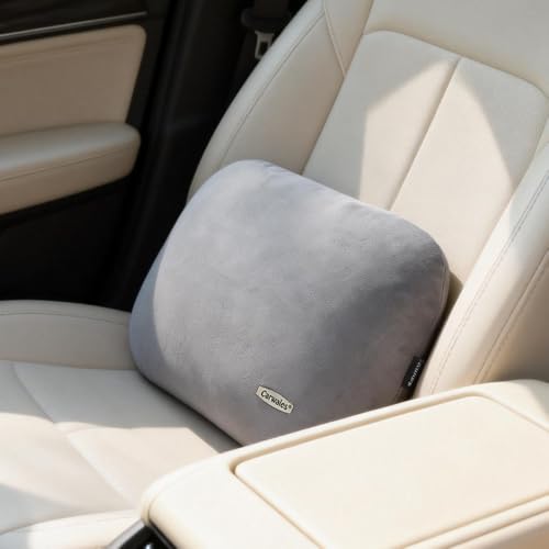 Carwales Lumbar Support Pillow for Car Seat Cushion Office Chair Thin Lower Back Pain Waist Support Driver Road Trip Accessories for Women Men Grey - color: Grey