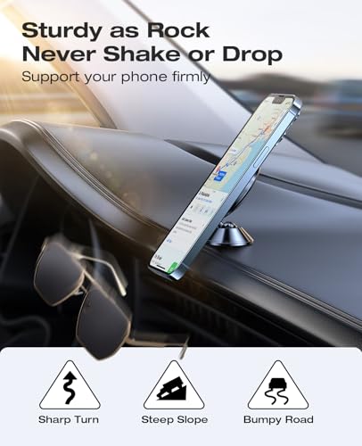 VICSEED Latest Upgrade for MagSafe Car Mount, [High & Low Temp Resistance] Magnetic Phone Holder for Your Car Dashboard, 360 Adjustable Car Phone Holder Mount for iPhone 17 Pro Max 16 15 14 13 12 - color: Flash Black
