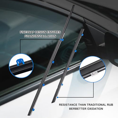 Window Molding Trim Seal for Honda Civic 2012-2015 Accessories, Outer Door Black Rubber Weather Stripping Belt, Replacement 72450-TR0-A01 (4PCS) - size: 2012-2015 Honda Civic
