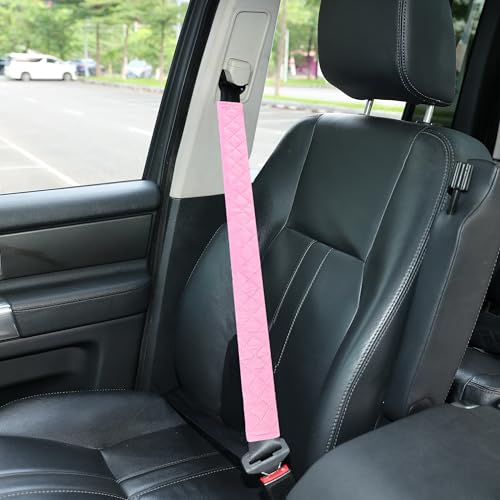 Amooca Soft Automotive Seat Belt Cover Seatbelt Shoulder Pad Neck Protector Cushions Universal Fit SUV Trucks Backpack Pink Extra Long 25.6in - color: Pink, size: 25.6in-1pc