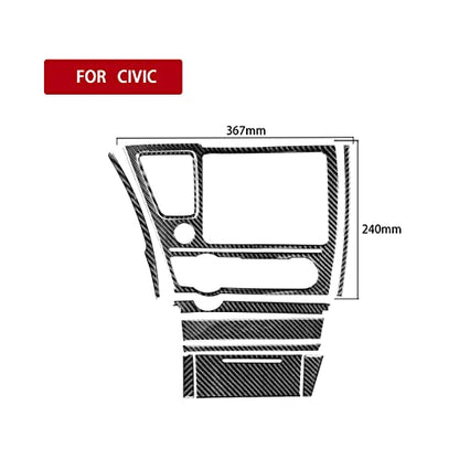 Real Carbon Fiber Center Console Multimedia Navigation Screen AC Vent Control Seat Heated Panel Sticker Compatible with Honda Civic 9 Coupe/Sedan 2013-2015 Interior Trim Accessories Black B- Kit - color: Center Console Multimedia Navigation Screen Ac Vent