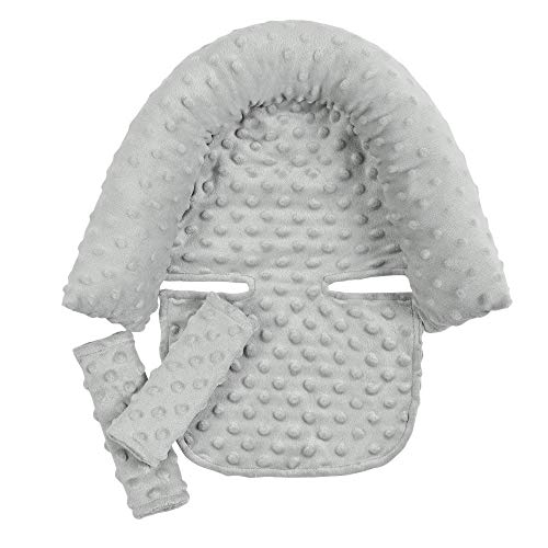 Baby Carseat Headrest and Strap Covers,Baby Carseat Head Support & Carseat Neck Cover,Infant Head Support Pillow, Toddler Headrest Pad for Carseat Strollers Carrier,Grey - color: Grey