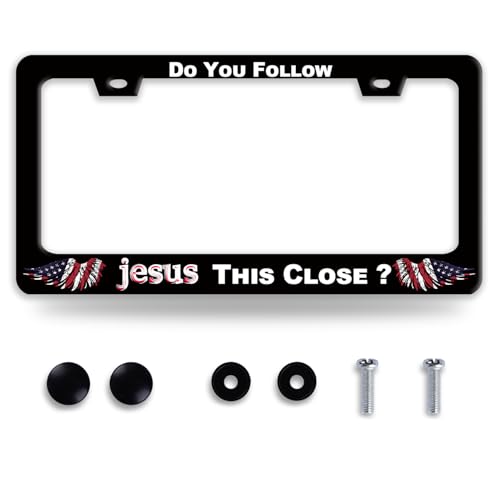 Do You Follow Jesus This Close License Plate Frame Christian License Plate Funny Auto Accessory Bracket Stainless Steel License Plate Frames 6.3 x12.3 Inch - color: Do You Follow Jesus This Close