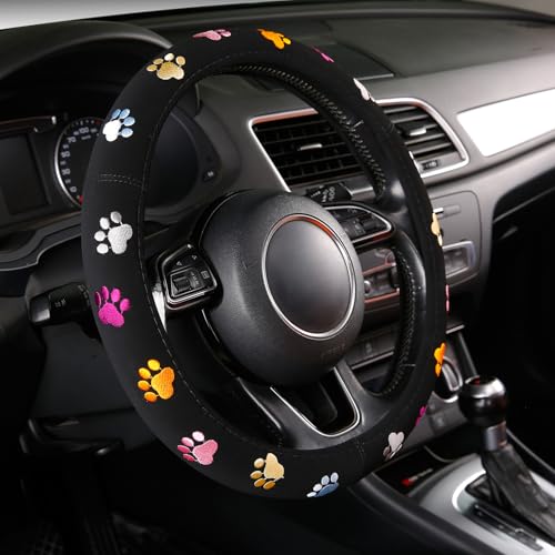 Cute Steering Wheel Covers Stitched Paws Claws,Universal fit Most Sedan SUV - color: paw