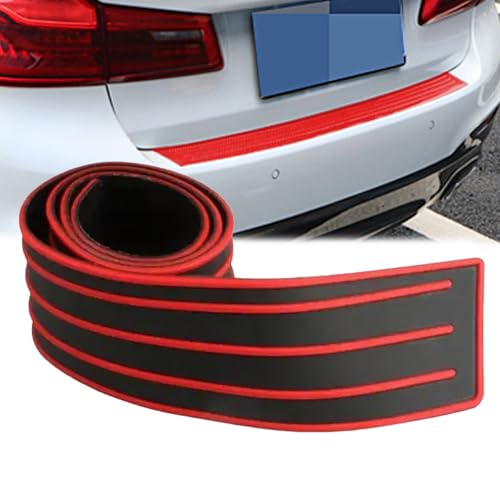 Car Rear Bumper Protector Guard Door Sill Protector Anti-Collision Trunk Guard Strip Car Rear Trim Door Entry Sill Guard Non-Slip Rubber Vehicle Trim Cover Protection (Red and Black 90cm) - color: Red and Black, 90CM