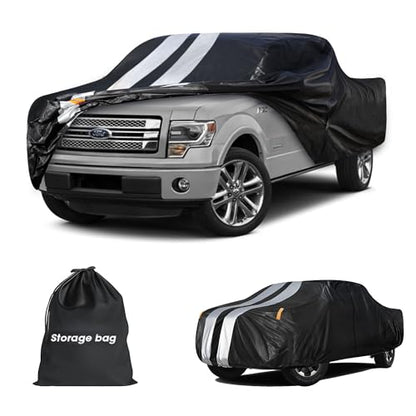 F-150 Truck Cover Custom Fit 1997-2026 Super Cab Short Bed(6.5') with Door Zipper, 10 Layers Outdoor Heavy Pickup Truck Cover Waterproof All Weather, Wind Dust Sun Protector. - size: F-150 1997-2026 Super Cab+Towel+Bag