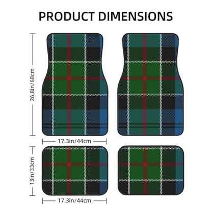Kirkpatrick Tartan Car Foot Pad 4pc Set - Thick Rubber Floor Pad Suitable for Off Road Trucks, Home Suvs, and Daily Commuters