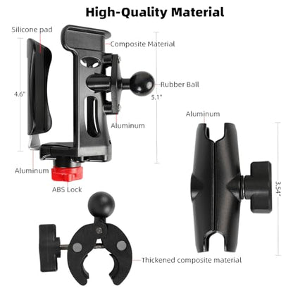 Motorcycle Cup Holder, Upgraded Adjustable Angle Drink Holder for Large Water Bottles (2.36" to 3.54" Dia), Universal Water Bottle Holder for Bike Scooter Boat Stroller Golf Push Cart Wheelchair