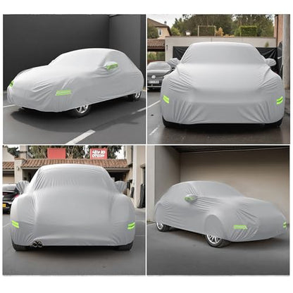 X AUTOHAUX for Volkswagen New Beetle Cover Car Cover for Volkswagen New Beetle 1998-2019 Outdoor Full Car Cover All Weather Protection with Zipper Silver Tone