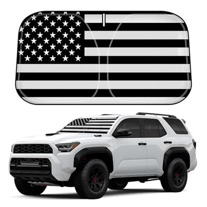 D-Lumina Windshield Sun Shade for 2010-2025 Toyo-ta 4Runner Accessories, Front Window Sunshade American Flag Sun Visor Protector Sun Shield Block UV Rays Heat, Foldable 2 Layers 210T Material - size: Silver & Black-fit 2010-2025 Toyota 4runner