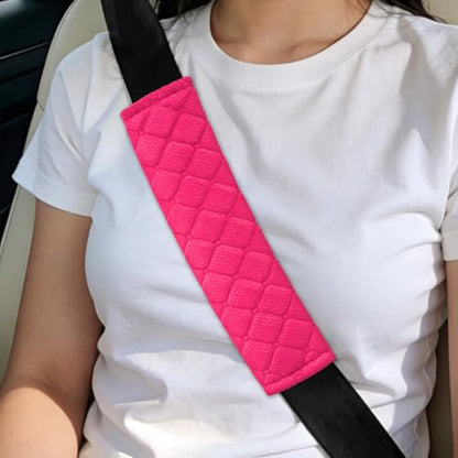 2PCS Car Seat Belt Pads Cover, Fluffy Car Seatbelt Covers, Soft Car Seat Belt Strap Cushion Protect Your Neck and Shoulder, Driving Seat Belt Shoulder Strap Cover for Most Autos (Rose Red) - color: Rose Red
