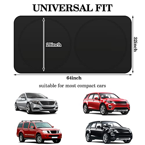Windshield Sun Shade Foldable Car Front Window Covers for Car Accessories Sun Heat UV Rays Visor Protector Protection for Universal Cars SUV Truck (Solid Black) - style: Solid Black