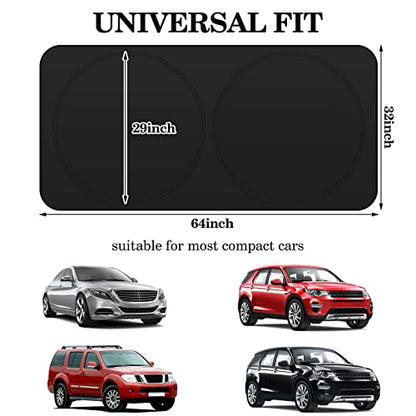 Windshield Sun Shade Foldable Car Front Window Covers for Car Accessories Sun Heat UV Rays Visor Protector Protection for Universal Cars SUV Truck (Solid Black) - style: Solid Black