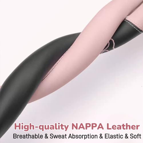 15 Inches Universal Round Leather Car Steering Wheel Cover, Cute Bear Soft Breathable Non-Slip Steering Wheel Protector Wrap (Chocolate) - color: Chocolate