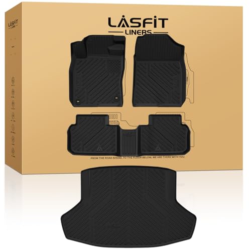 LASFIT Floor Mats & Trunk Mat for Honda Civic Hybrid Sedan 2025 2026 Only, All Weather TPE Custom Fit Car Floor Liner, 1st & 2nd Row & Cargo Mat, Black (Not for Civic Hybrid Hatchback) - style: 1）For Honda Civic Hybrid Sedan | 2025-2026 | Full Set