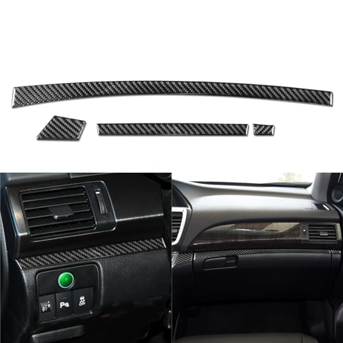 NVCNX Real Premium Carbon Fiber Compatible with Honda 9th Gen Accord 2013 2014 2015 2016 2017 SE LX Sport EX EX-L Touring Hybrid Accessories Car Dash Driver Co-Pilot Side Cover Interior Trim Black - A - color: Dash Driver Co-pilot Side Trim - A