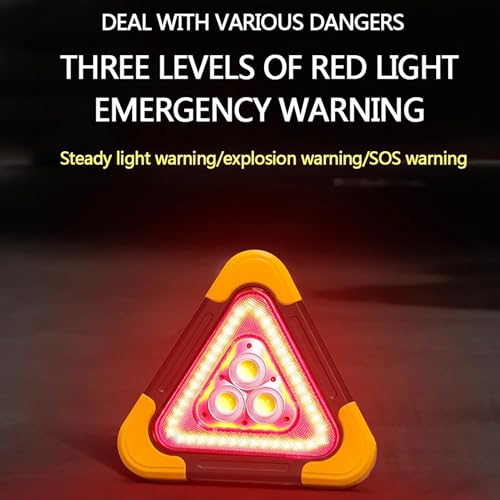 Car Tripod Warning Sign, Solar Waterproof Triangle Emergency Lights, Solar Charging/3-Position Adjustment, for Car Maintenance Roadside Assistance.