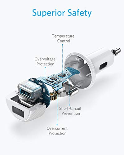 Anker 24W Car Charger 2-Port 4.8A Ultra-Compact PowerDrive 2 Elite with PowerIQ Technology for iPhone XS/Max/XR/X/8/7/6/Plus, iPad Pro/Air/Mini, Galaxy Note/S Series, LG, Nexus, HTC and More
