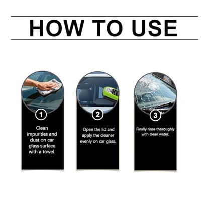 Windshield Cleaner – 2-Pack Car Glass Oil Film Cleaning Kit with Scrubber Pads, Microfiber Towels & Cleaning Liquid for Clear, Streak-Free Driving