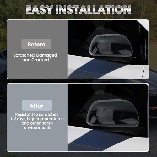 Compatible with 2012-2020 Toyota Sienna Right Side Mirror Cover Cap, Black Passenger Side Clip-on Mirror Cap Replacement Without Turn Signal Light Replaces for 87915-08021-C2 - color: Right Black