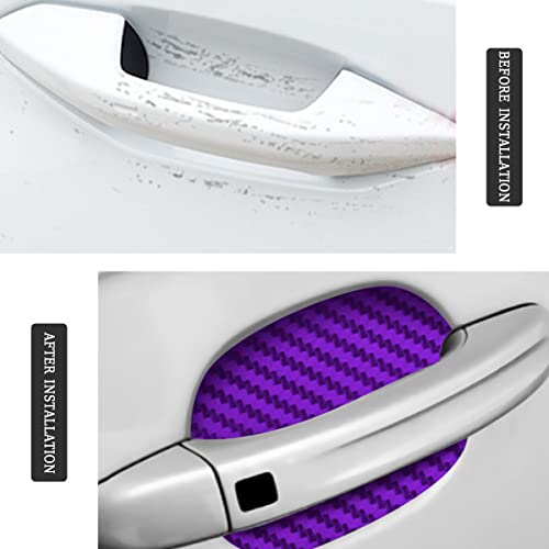 4PCS Carbon Fiber Door Handle Cup Stickers, Auto Scratch Protective Film, Non-Marking Bowl Protector, Paint Cover Guard Universal for Most Cars, SUV, Van (Purple) - color: Purple/4PCS